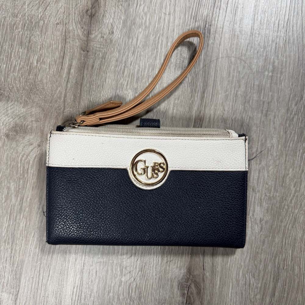 GUESS Color-Block Faux Leather Dual-Zip Clutch Wallet with Wristlet Y2K